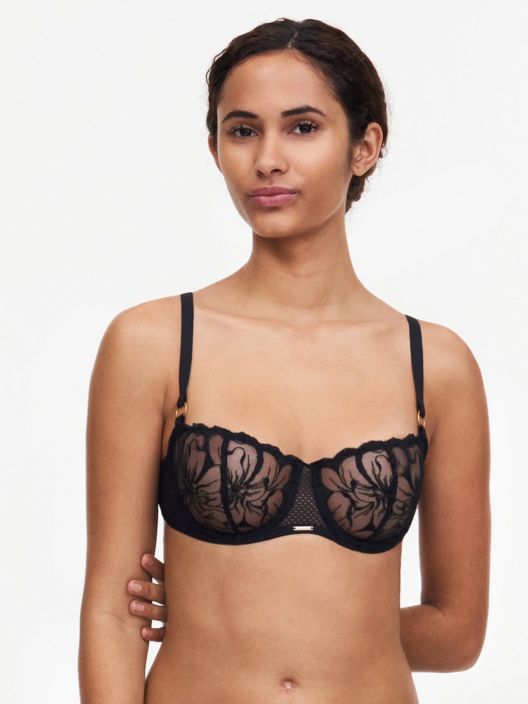 Chantelle Reggiseno a balconcino Fleurs mezza coppa nero Ouh La La