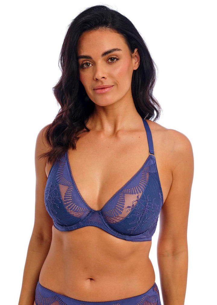 Wacoal - Sensu Lace Underwired Plunge Bra Dark Azure