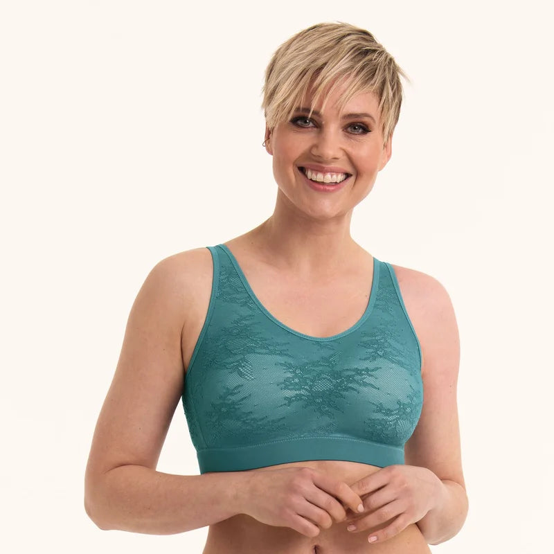 Anita Care - Essential Lace Post Mastectomy Bralette Padded Cups Light smaragd