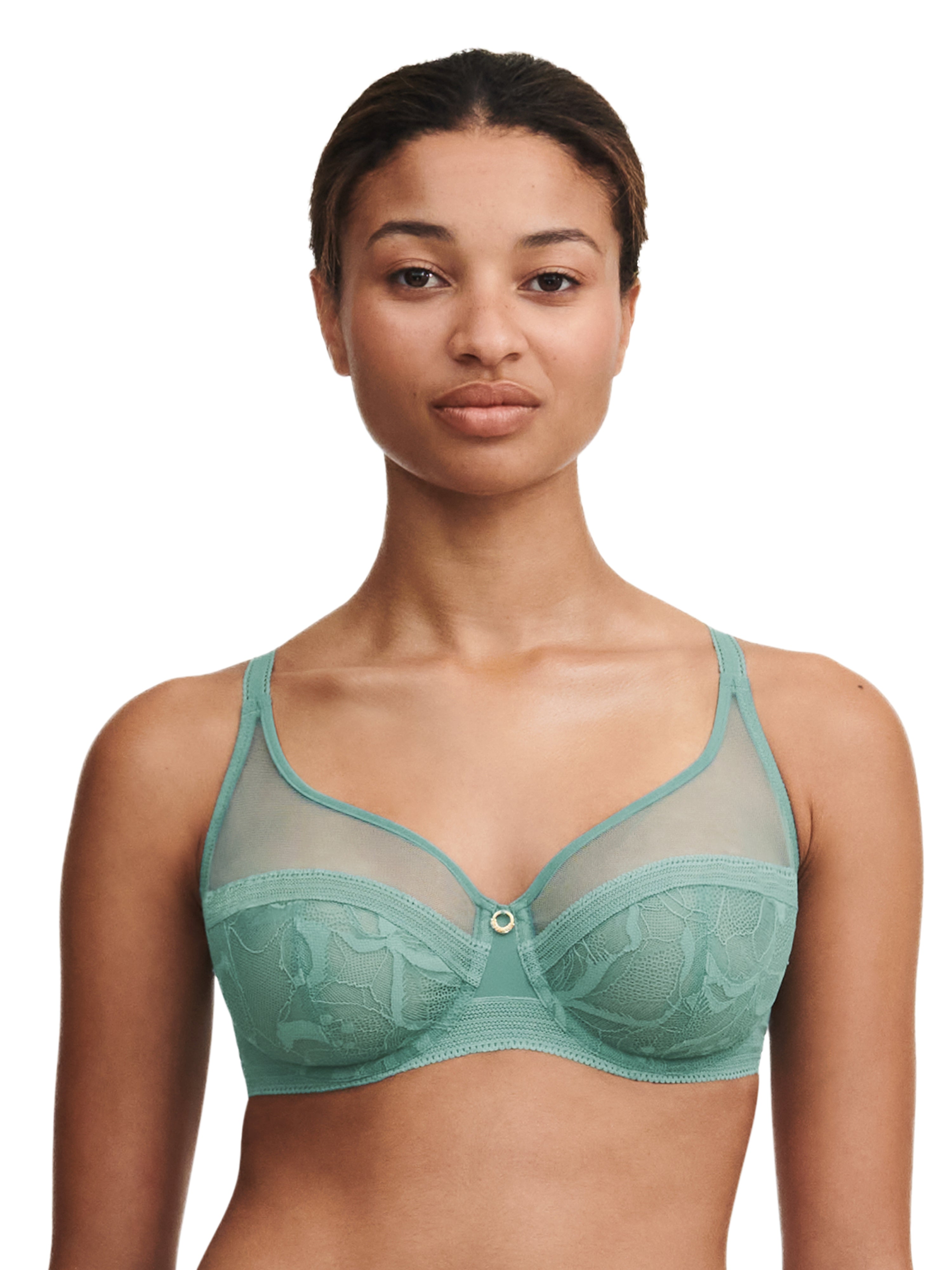 Chantelle True Lace Very Covering Underwired Bra Trellis Green