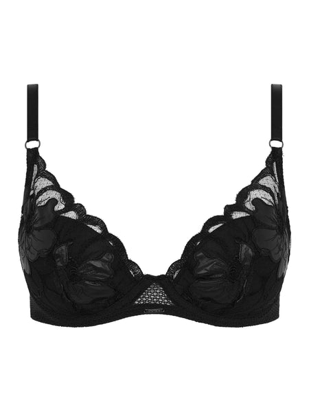 Chantelle - Fleurs Signature Plunge T-Shirt Bra Leather Black | Ouh La La