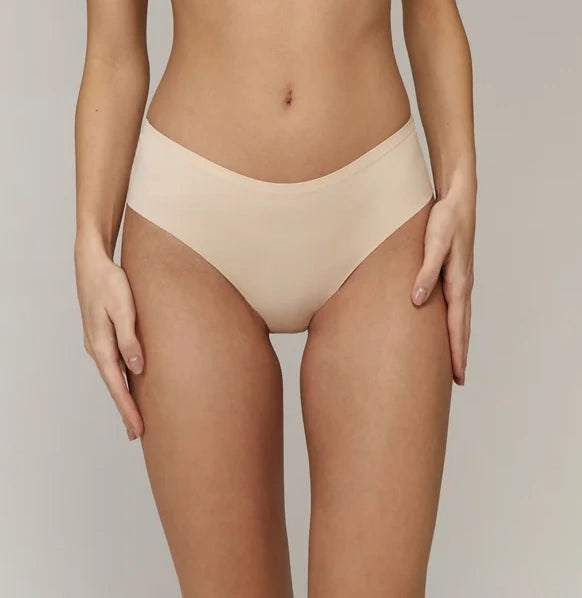 Aruelle - Devon Laser-Cut Edges Medium Waist Brazilian Panty Nude