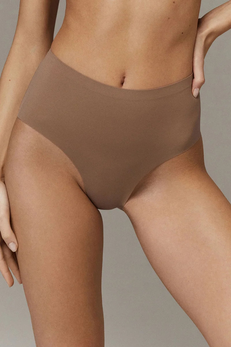 Aruelle - Lottie Hi Waist Brazilian Panty With Mesh Back Choco