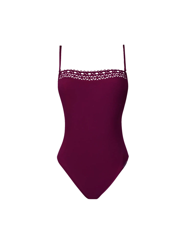 Lise Charmel Swimwear - Ajourage Couture Soft Cup Strapless Swimsuit Ajourage Prune