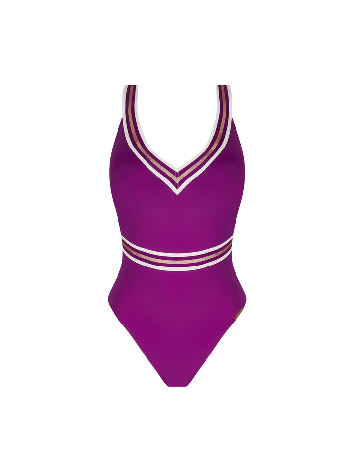 Lise Charmel Swimwear - Energie Nautique Non Wired Crossed Back Swimsuit Cassis Gold