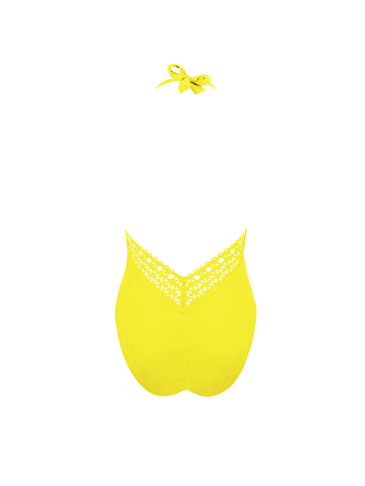 Lise Charmel Swimwear - Ajourage Couture Plunging Back And Front Halter Swimsuit Ajourage Jaune