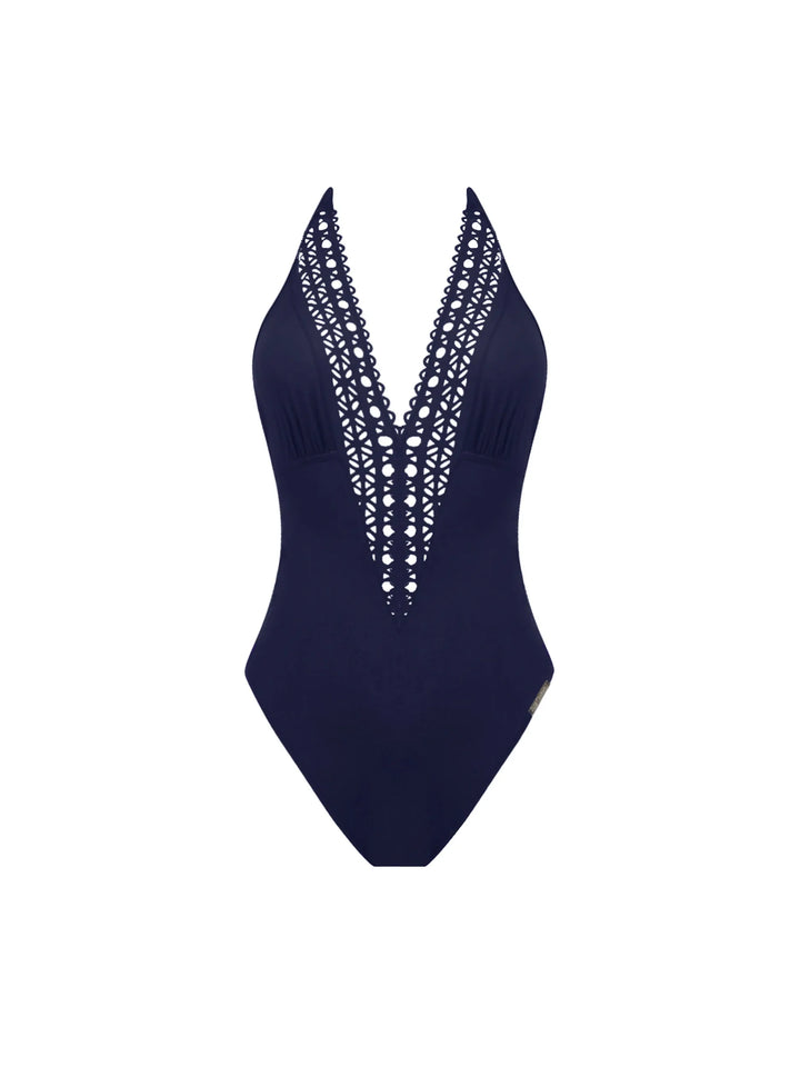 Lise Charmel Swimwear - Ajourage Couture Plunging Back And Front Halter Swimsuit Marina Couture