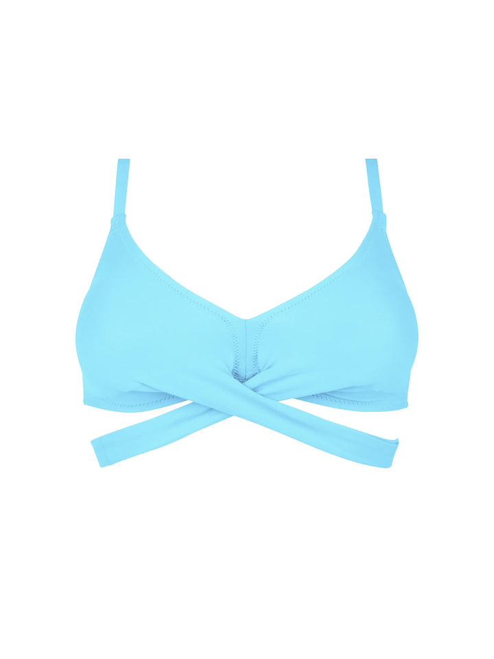 Antigel Swimwear - La Chiquissima Soft Padded Triangle Bikini With Ties Turquoise Chic