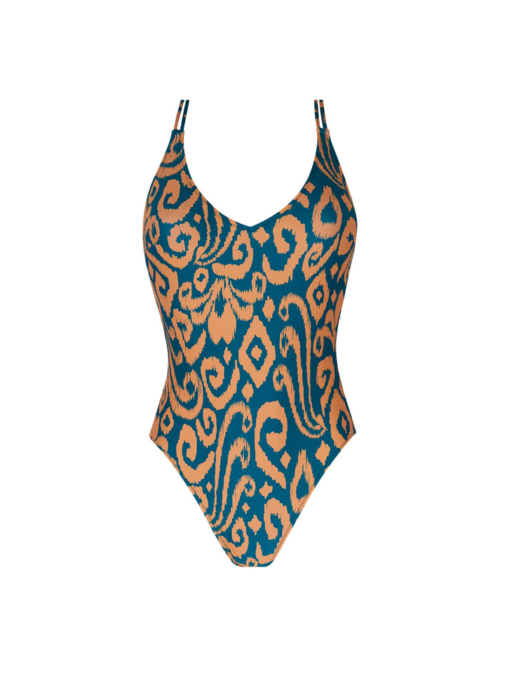 Antigel Swimwear - La Balinaise Unwired Swimsuit Ikat Vert Orange