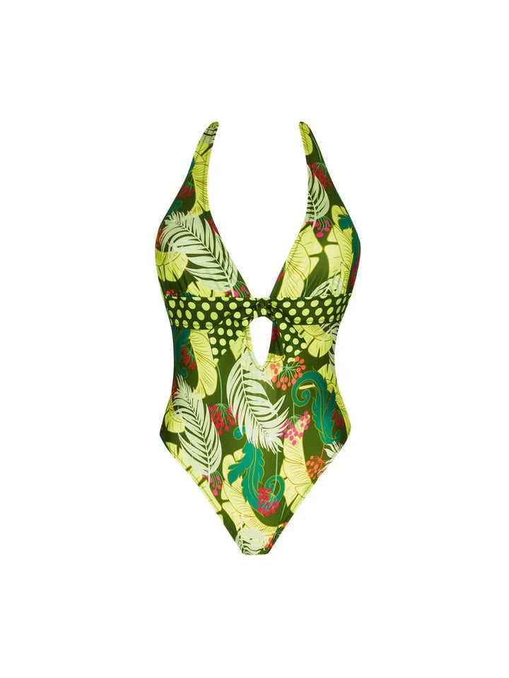 Antigel Swimwear by Lise Charmel - La Venus Nature Non-Wired Halter Neck Swimsuit Vert Tropic