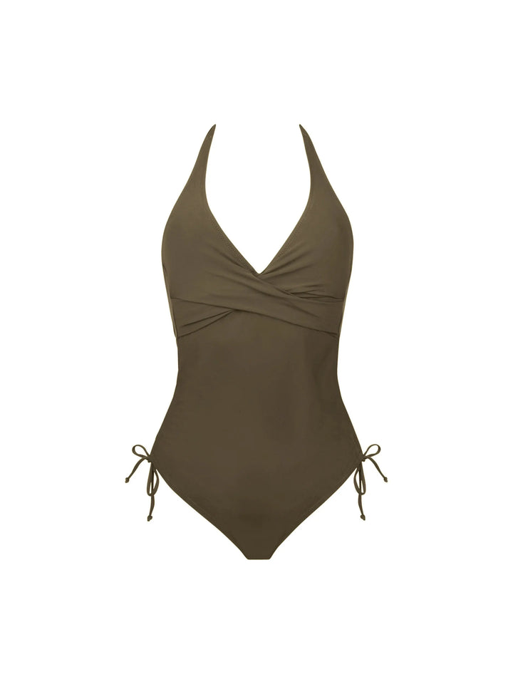 Antigel Swimwear - La Chiquissima Plunging Back Swimsuit Kaki Chic