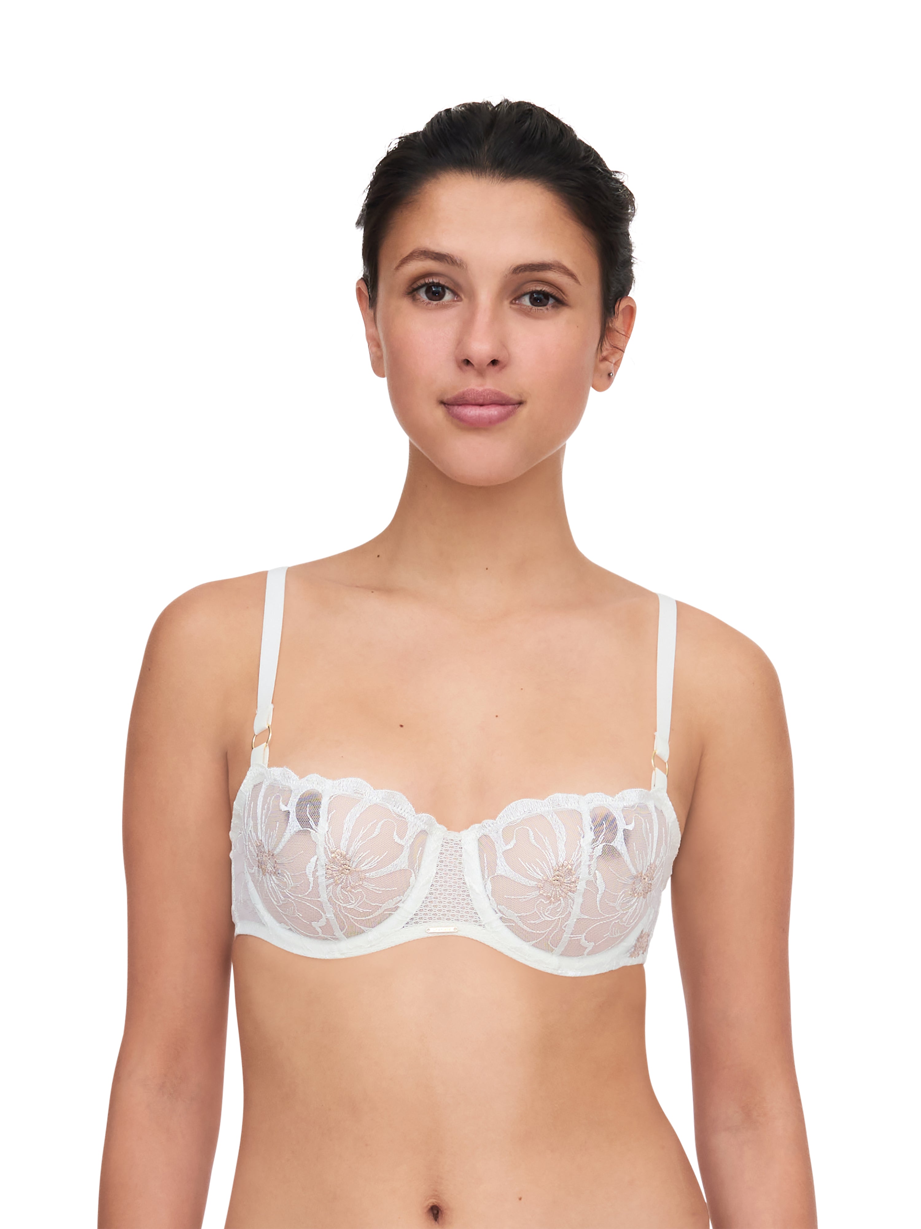 Chantelle Fleurs Half Cup Balcony Bra Ivory Gold Ouh La La